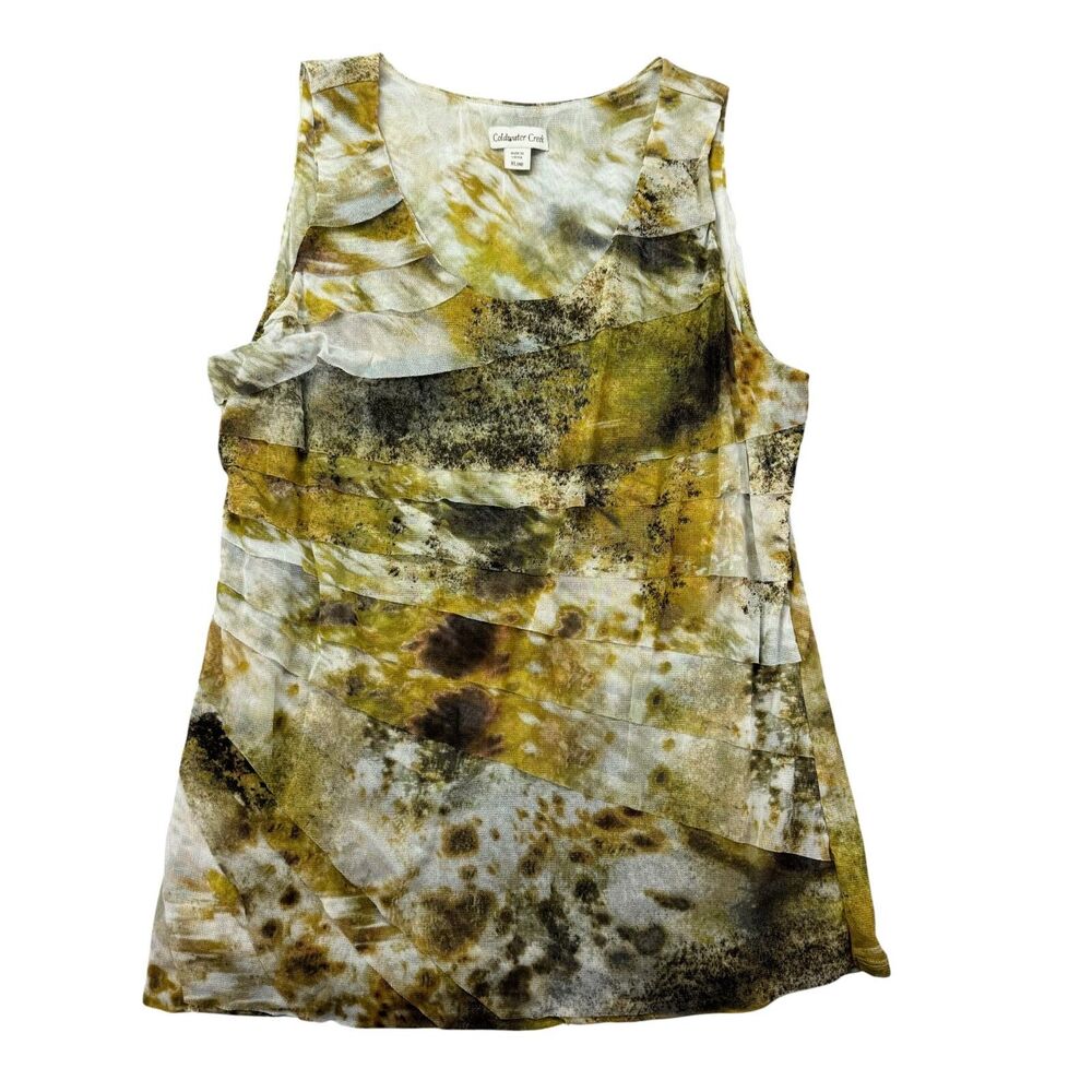 Coldwater Creek Tank Top Women's XL 18W Sleeveless Pullover Ruffled Lined Shirt